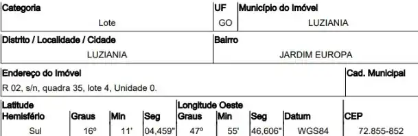 Terreno em JARDIM EUROPA, LUZIANIA - GO