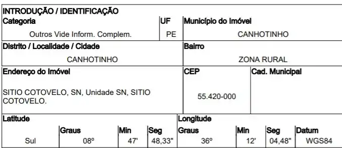 Gleba em ZONA RURAL, CANHOTINHO - PE