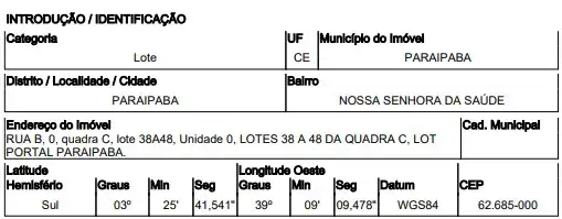 Terreno em NOSSA SRA DA SAUDE, PARAIPABA - CE