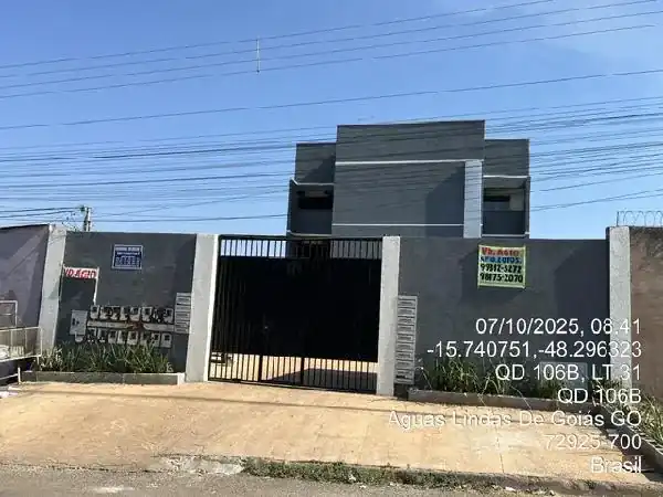 Apartamento em PARQUE DA BARRAGEM SETOR 10, AGUAS LINDAS DE GOIAS - GO