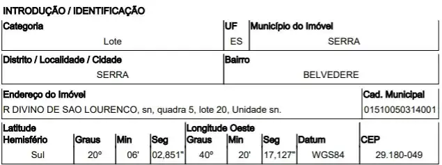 Terreno em BELVEDERE, SERRA - ES