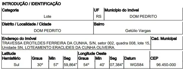 Terreno em GETULIO VARGAS, DOM PEDRITO - RS