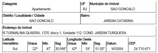 Apartamento em JARDIM CATARINA, SAO GONCALO - RJ