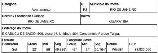 Apartamento em GUARATIBA, RIO DE JANEIRO - RJ