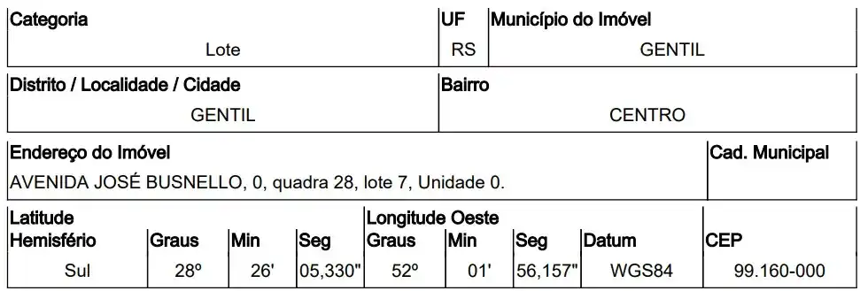 Terreno em CENTRO, GENTIL - RS