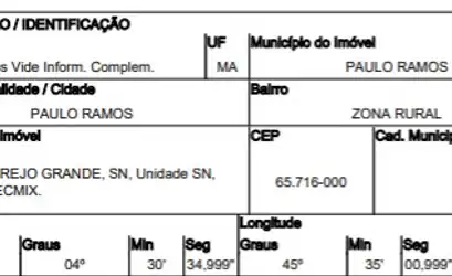 Imóvel rural em PAULO RAMOS - MA