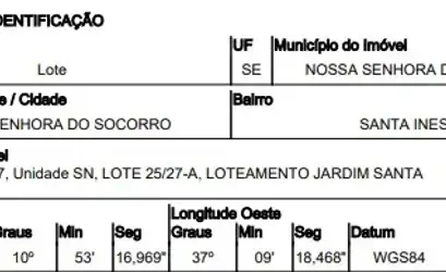 Terreno em NOSSA SENHORA DO SOCORRO - SE