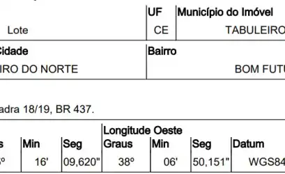 Terreno em TABULEIRO DO NORTE - CE